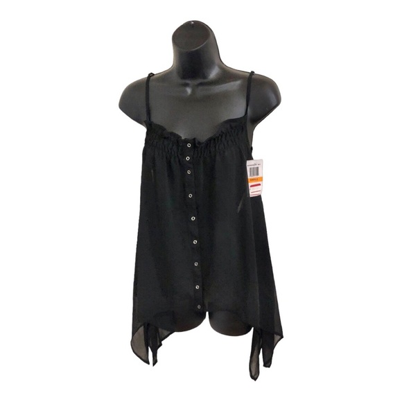 Steve Madden sheer asymmetrical hem‎ spaghetti strap flowy top size small new - Picture 1 of 13